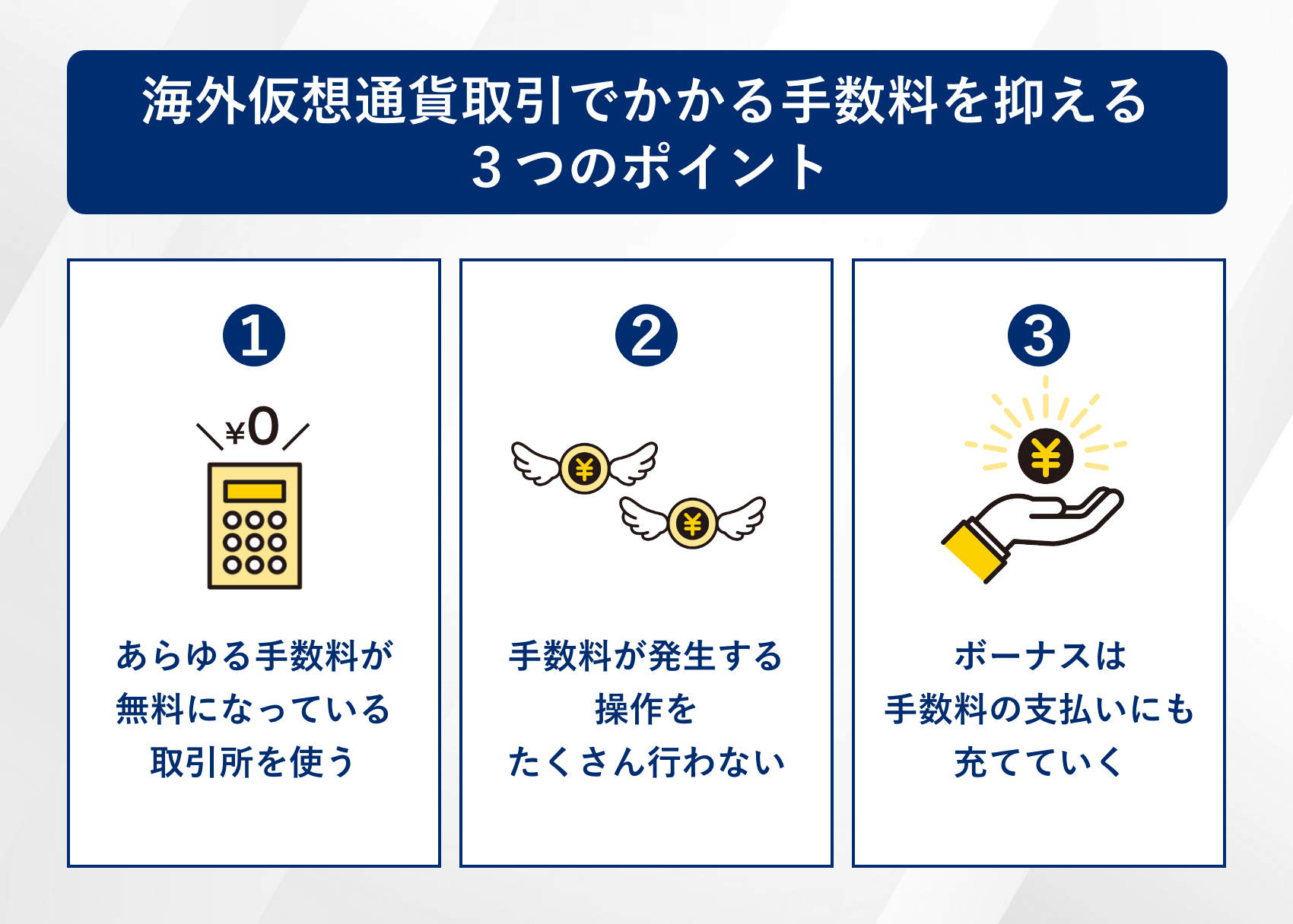 海外仮想通貨取引でかかる手数料を抑える３つのポイント